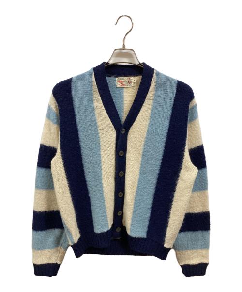 Glen Dee（グレン ディー）Glen Dee (グレン ディー) モヘア混ニットカーディガン/グレン ディー/60’ｓ ブルー×ホワイト サイズ:Ｍの古着・服飾アイテム