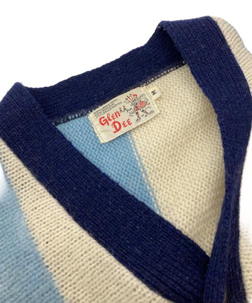Glen Dee（グレン ディー）Glen Dee (グレン ディー) モヘア混ニットカーディガン/グレン ディー/60’ｓ ブルー×ホワイト サイズ:Ｍの古着・服飾アイテム