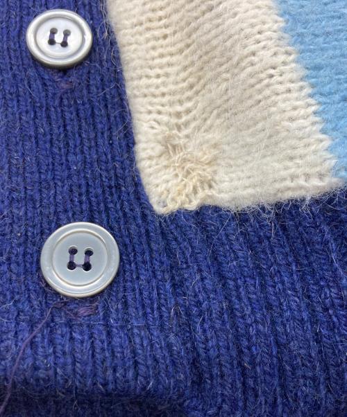 Glen Dee（グレン ディー）Glen Dee (グレン ディー) モヘア混ニットカーディガン/グレン ディー/60’ｓ ブルー×ホワイト サイズ:Ｍの古着・服飾アイテム