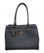 COACHコーチ）の古着「クロスグレインレザー トートバッグ/コーチ/F31474」｜ネイビー