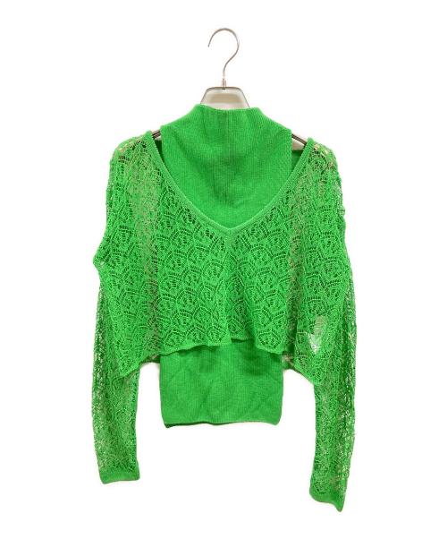 TAN（タン）TAN (タン) Studious別注 レースアンドニットペアトップス/タン/TN21STOO1 グリーン サイズ:Freeの古着・服飾アイテム