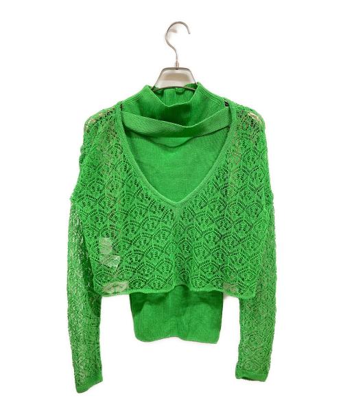 TAN（タン）TAN (タン) Studious別注 レースアンドニットペアトップス/タン/TN21STOO1 グリーン サイズ:Freeの古着・服飾アイテム
