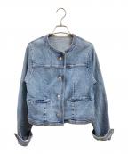 anuansアニュアンス）の古着「ノーカラーデニムジャケット/アニュアンス/1524201071-1」｜ブルー