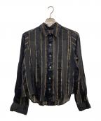 Y'sワイズ）の古着「シアーストライプシャツ」｜ブラック
