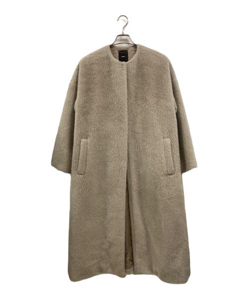 ebure（エブール）ebure (エブール) アルパカ混ノーカラーコート ベージュ サイズ:Sの古着・服飾アイテム