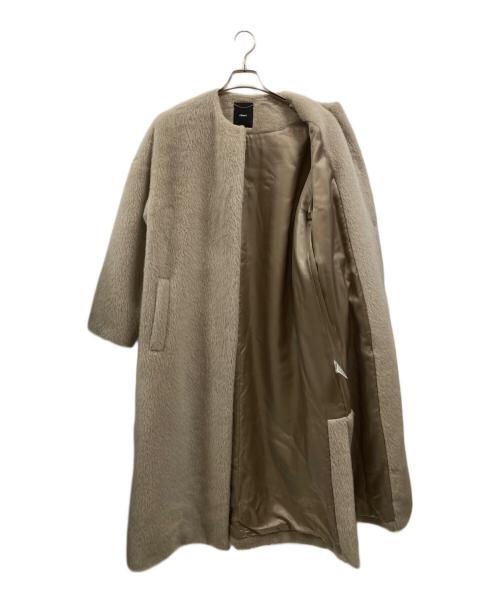 ebure（エブール）ebure (エブール) アルパカ混ノーカラーコート ベージュ サイズ:Sの古着・服飾アイテム