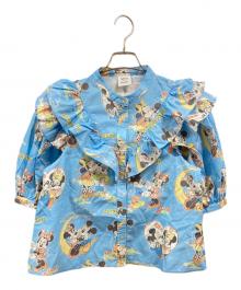 DISNEY×moussy（ディズニー×マウジー）の古着「MD RUFFLE ブラウス/ディズニー/マウジー/010gsq30-0260-1」｜ブルー