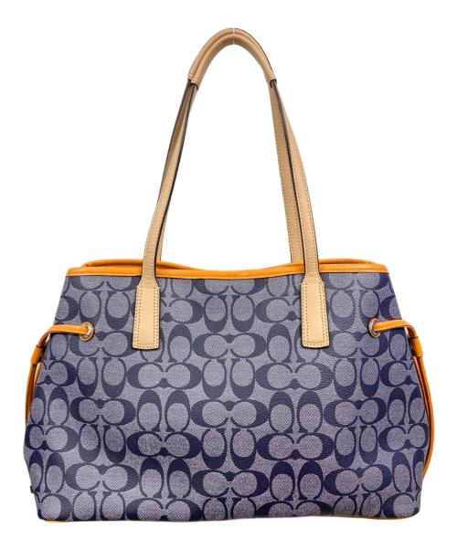 COACH（コーチ）COACH (コーチ) シグネチャー ストライプ ドローストリング キャリーオール トートバッグ/コーチ/F29064/D1481 インディゴの古着・服飾アイテム