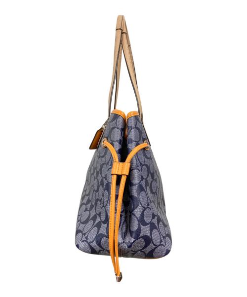 COACH（コーチ）COACH (コーチ) シグネチャー ストライプ ドローストリング キャリーオール トートバッグ/コーチ/F29064/D1481 インディゴの古着・服飾アイテム