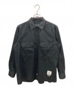 FUMITO GANRYU×Dickiesフミトガンリュウ×ディッキーズ）の古着「プリーツ ワークシャツ　フミトガンリュウ　ディッキーズ　FU7-SH-01」｜ブラック