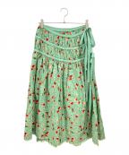 PINK HOUSEピンクハウス）の古着「チェリー総柄スカート」｜グリーン