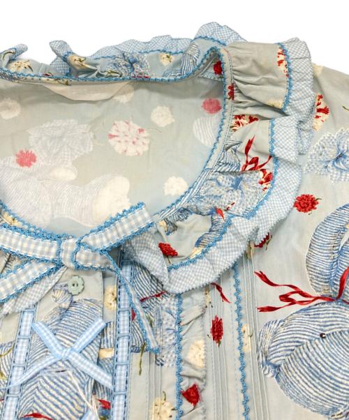 PINK HOUSE（ピンクハウス）PINK HOUSE (ピンクハウス) テディベア総柄ワンピース/ピンクハウス/P014LFA01 ブルー サイズ:Freeの古着・服飾アイテム