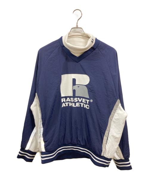 RUSSELL ATHLETIC（ラッセルアスレチック）RUSSELL ATHLETIC (ラッセルアスレチック) PACCBET (ラスベート) ナイロンプルオーバージャケット　ラッセルアスレチック　ラスベート ネイビー サイズ:Ｌの古着・服飾アイテム
