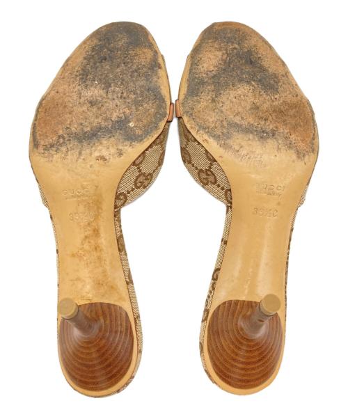 GUCCI（グッチ）GUCCI (グッチ) GGキャンパスホースビットミュール/グッチ ピンク×ブラウン サイズ:37 1/2の古着・服飾アイテム