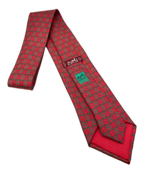 HERMES（エルメス）HERMES (エルメス) ネクタイ/エルメス/7569 SA/総柄 レッド サイズ:不明の古着・服飾アイテム
