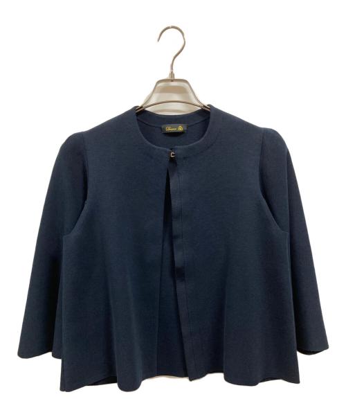 DRAWER（ドゥロワー）DRAWER (ドゥロワー) ミラノ編みニットケープカーディガン/ドゥロワー/6515-105-0560 ネイビー サイズ:ＸＬの古着・服飾アイテム