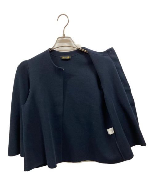 DRAWER（ドゥロワー）DRAWER (ドゥロワー) ミラノ編みニットケープカーディガン/ドゥロワー/6515-105-0560 ネイビー サイズ:ＸＬの古着・服飾アイテム