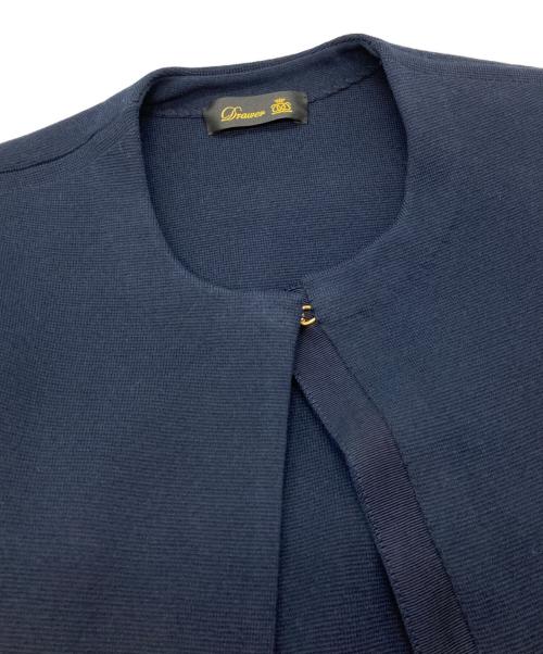 DRAWER（ドゥロワー）DRAWER (ドゥロワー) ミラノ編みニットケープカーディガン/ドゥロワー/6515-105-0560 ネイビー サイズ:ＸＬの古着・服飾アイテム