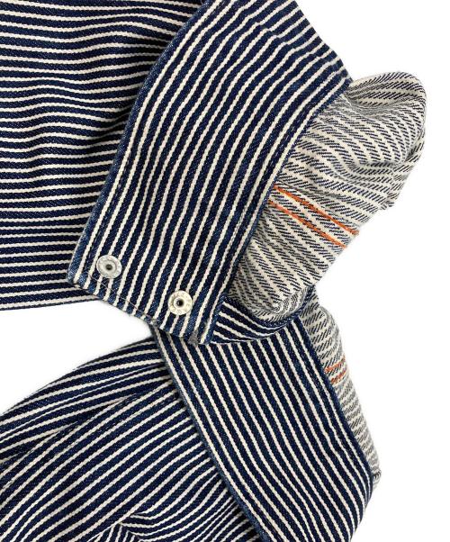 IRON HEART（アイアンハート）IRON HEART (アイアンハート) ヒッコリー柄シャツ/アイアンハート ブルー×ホワイト サイズ:XLの古着・服飾アイテム