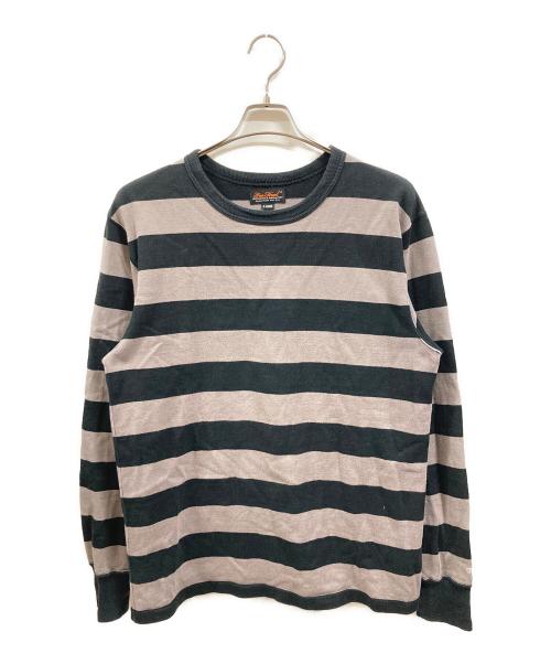 IRON HEART（アイアンハート）IRON HEART (アイアンハート) ボーダースウェット/アイアンハート ブラック×ベージュ サイズ:XLの古着・服飾アイテム