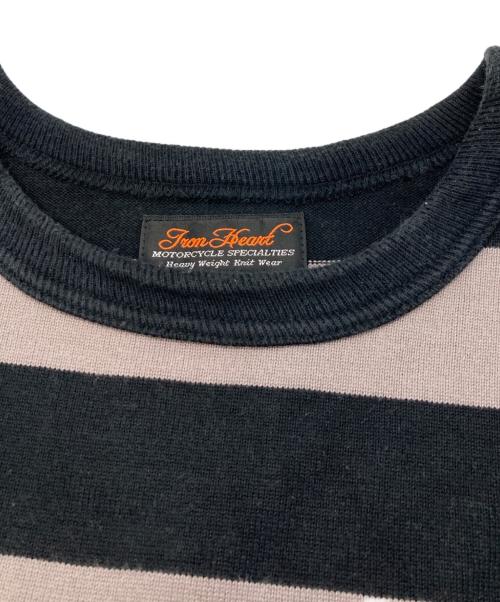IRON HEART（アイアンハート）IRON HEART (アイアンハート) ボーダースウェット/アイアンハート ブラック×ベージュ サイズ:XLの古着・服飾アイテム
