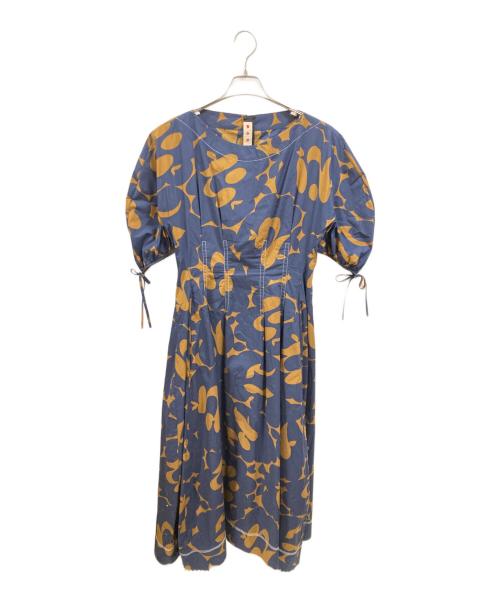 MARNI（マルニ）MARNI (マルニ) 総柄ワンピース/マルニ/ABMA0192A0 ネイビー×ブラウン サイズ:38の古着・服飾アイテム
