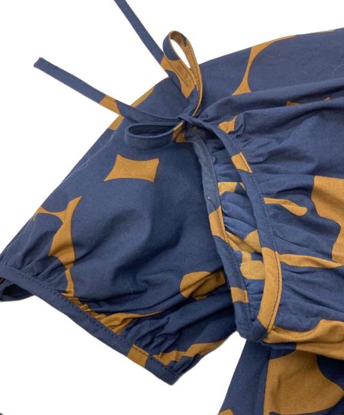 MARNI（マルニ）MARNI (マルニ) 総柄ワンピース/マルニ/ABMA0192A0 ネイビー×ブラウン サイズ:38の古着・服飾アイテム