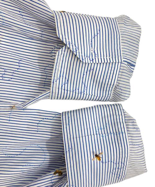 ETRO（エトロ）ETRO (エトロ) Bee蜂ピンストライプシャツ/エトロ/192-11451-3253 ブルー×ホワイト サイズ:42の古着・服飾アイテム