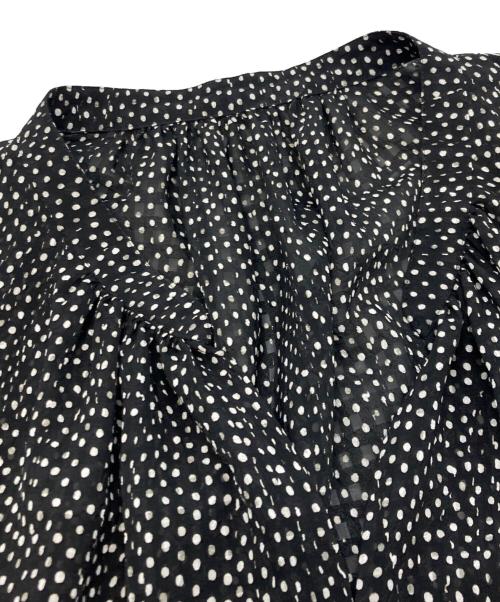 LANVIN en Bleu（ランバンオンブルー）LANVIN en Bleu (ランバンオンブルー) ギャザーワンピース/ランバンオンブルー/3466303 ホワイト×ブラック サイズ:38の古着・服飾アイテム