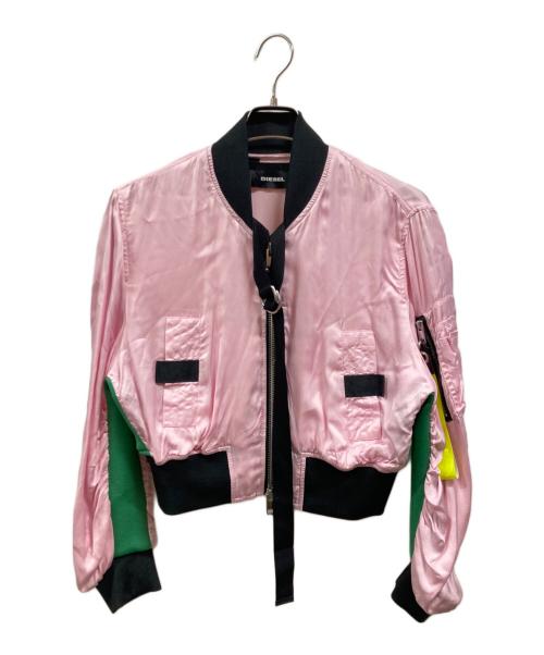 DIESEL（ディーゼル）DIESEL (ディーゼル) ニット切替ブルゾン ピンク サイズ:XSの古着・服飾アイテム