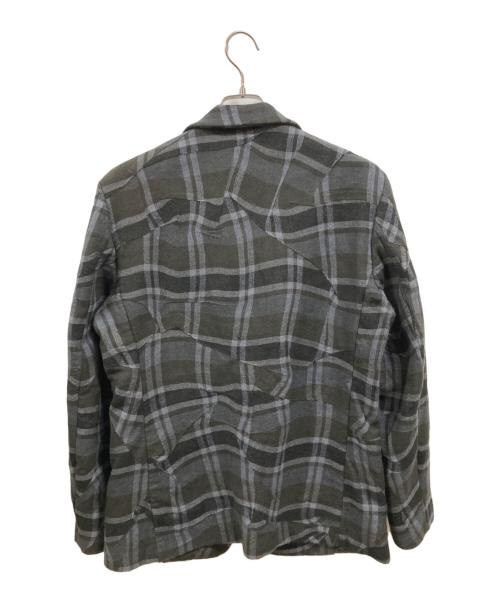 ISSEY MIYAKE MEN（イッセイミヤケメン）ISSEY MIYAKE MEN (イッセイミヤケメン) 変形チェックテーラードジャケット/イッセイミヤケメン/ME23FD115 グレー サイズ:3の古着・服飾アイテム