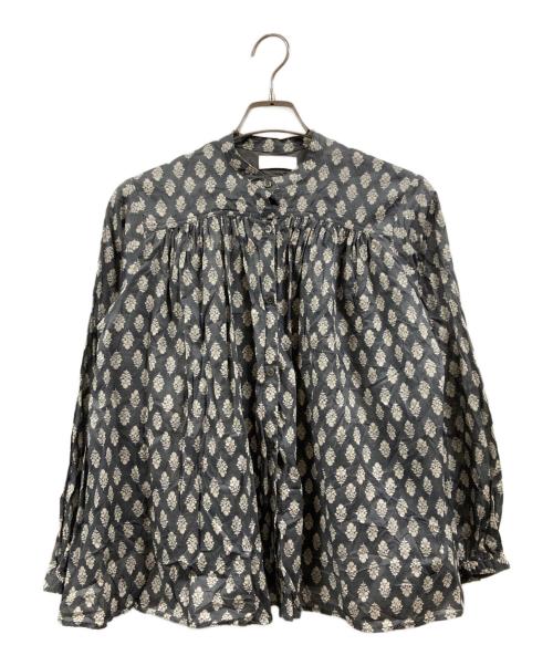 KAGURE（カグレ）kagure (カグレ) プリントギャザーブラウス グレー サイズ:FREEの古着・服飾アイテム