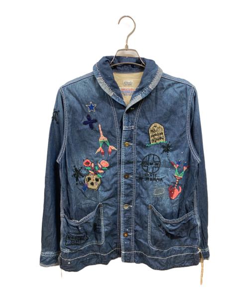 TOBILA（トビラ）TOBILA (トビラ) AOZORA (アオゾラブルーヘブン) 刺繍カバーオール/トビラ/アオゾラブルーヘブン インディゴ サイズ:Ｌの古着・服飾アイテム