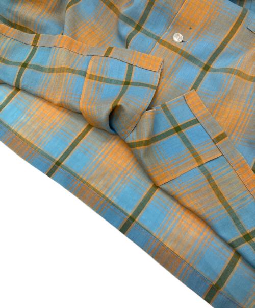 PENNEYS TOWN CRAFT（ペニーズ タウンクラフト）PENNEYS TOWN CRAFT (ペニーズ タウンクラフト) 60～70’ｓオープンカラーチェックシャツ/ペニーズ タウンクラフト ブルー×オレンジ サイズ:Mの古着・服飾アイテム