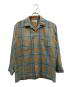 PENNEYS TOWN CRAFT（ペニーズ タウンクラフト）の古着「60～70’ｓオープンカラーチェックシャツ/ペニーズ タウンクラフト」｜ブルー×オレンジ