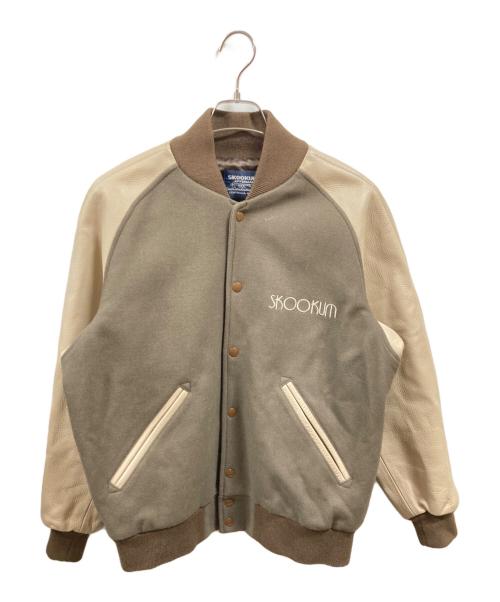 SKOOKUN（スクーカム）SKOOKUN (スクーカム) 袖レザースタジャン/スクーカム/1-UAM21A-21 ブラウン×ベージュ サイズ:Sの古着・服飾アイテム