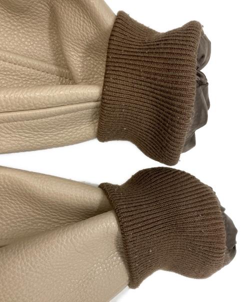 SKOOKUN（スクーカム）SKOOKUN (スクーカム) 袖レザースタジャン/スクーカム/1-UAM21A-21 ブラウン×ベージュ サイズ:Sの古着・服飾アイテム