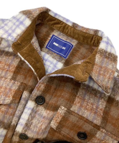 WIND AND SEA（ウィンダンシー）WIND AND SEA (ウィンダンシー) 23AW SHAGGY PLAID CPO SHIRT JACKET/WDS-O-FAL-24-Q1-JK-08/ウィンダンシー ブラウン×ホワイト サイズ:Ⅼの古着・服飾アイテム