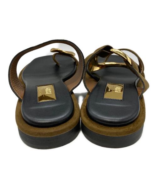 Le Talon GRISE（ル タロン グリーズ）Le Talon GRISE (ル タロン グリーズ) レザーARTYアシメトングサンダル/ル タロン グリーズ ブラウン×ブラック サイズ:Sの古着・服飾アイテム