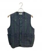 SASSAFRASササフラス）の古着「チェックベスト　ササフラス」｜グリーン×ネイビー