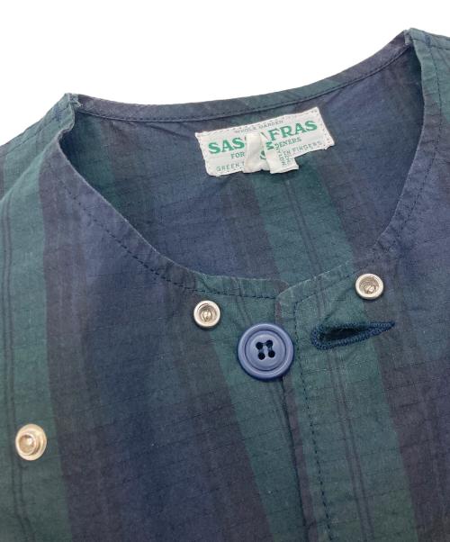 SASSAFRAS（ササフラス）SASSAFRAS (ササフラス) チェックベスト　ササフラス グリーン×ネイビー サイズ:Ｍの古着・服飾アイテム
