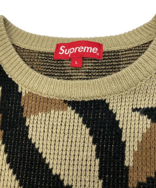 SUPREME（シュプリーム）Supreme (シュプリーム) 19AW/tribal camo sweater./シュプリーム ベージュ×ブラック サイズ:Ｌの古着・服飾アイテム