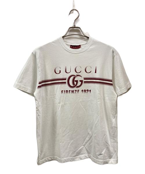 GUCCI（グッチ）GUCCI (グッチ) プリント コットンジャージー Tシャツ ネイビー サイズ:Sの古着・服飾アイテム