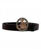 Vivienne Westwoodヴィヴィアンウエストウッド）の古着「オーブバックルレザーベルト」｜ブラウン