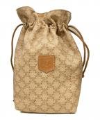 CELINEセリーヌ）の古着「マカダム柄巾着ポーチ/M08/セリーヌ」｜ブラウン