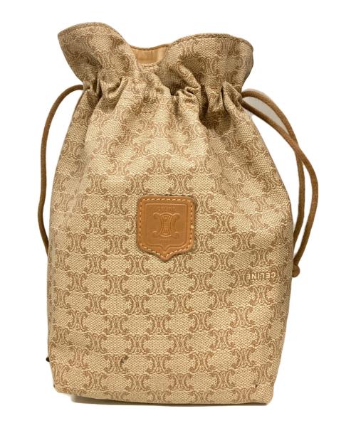 CELINE（セリーヌ）CELINE (セリーヌ) マカダム柄巾着ポーチ/M08/セリーヌ ブラウンの古着・服飾アイテム