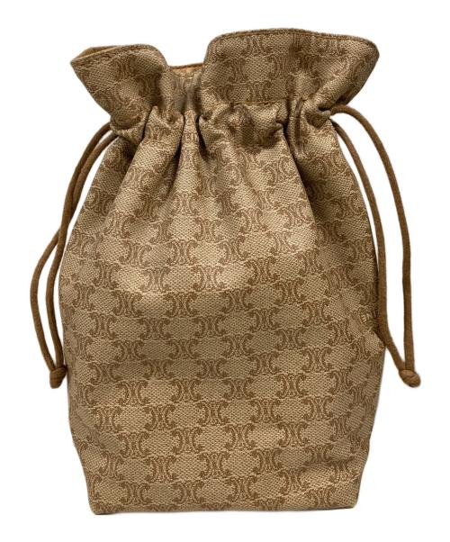 CELINE（セリーヌ）CELINE (セリーヌ) マカダム柄巾着ポーチ/M08/セリーヌ ブラウンの古着・服飾アイテム