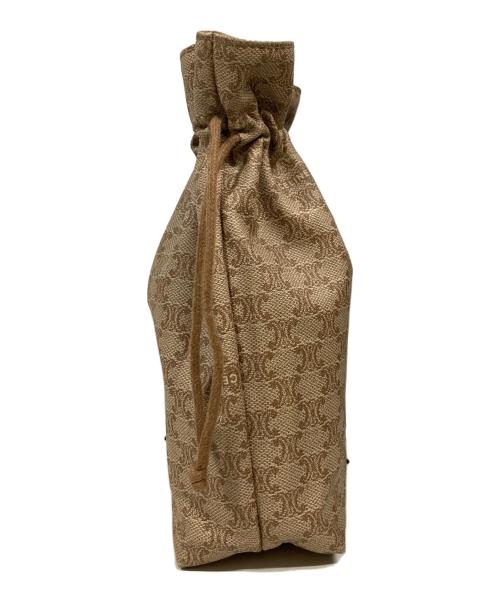 CELINE（セリーヌ）CELINE (セリーヌ) マカダム柄巾着ポーチ/M08/セリーヌ ブラウンの古着・服飾アイテム