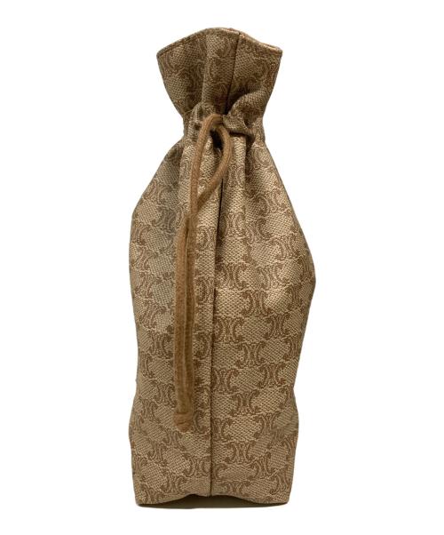 CELINE（セリーヌ）CELINE (セリーヌ) マカダム柄巾着ポーチ/M08/セリーヌ ブラウンの古着・服飾アイテム