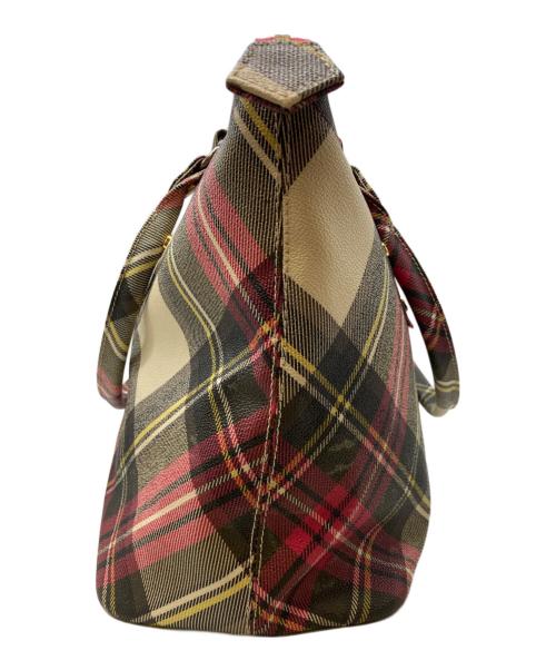 Vivienne Westwood（ヴィヴィアンウエストウッド）Vivienne Westwood (ヴィヴィアンウエストウッド) PVCチェックトートバッグ/ヴィヴィアンウエストウッド アイボリー×レッドの古着・服飾アイテム